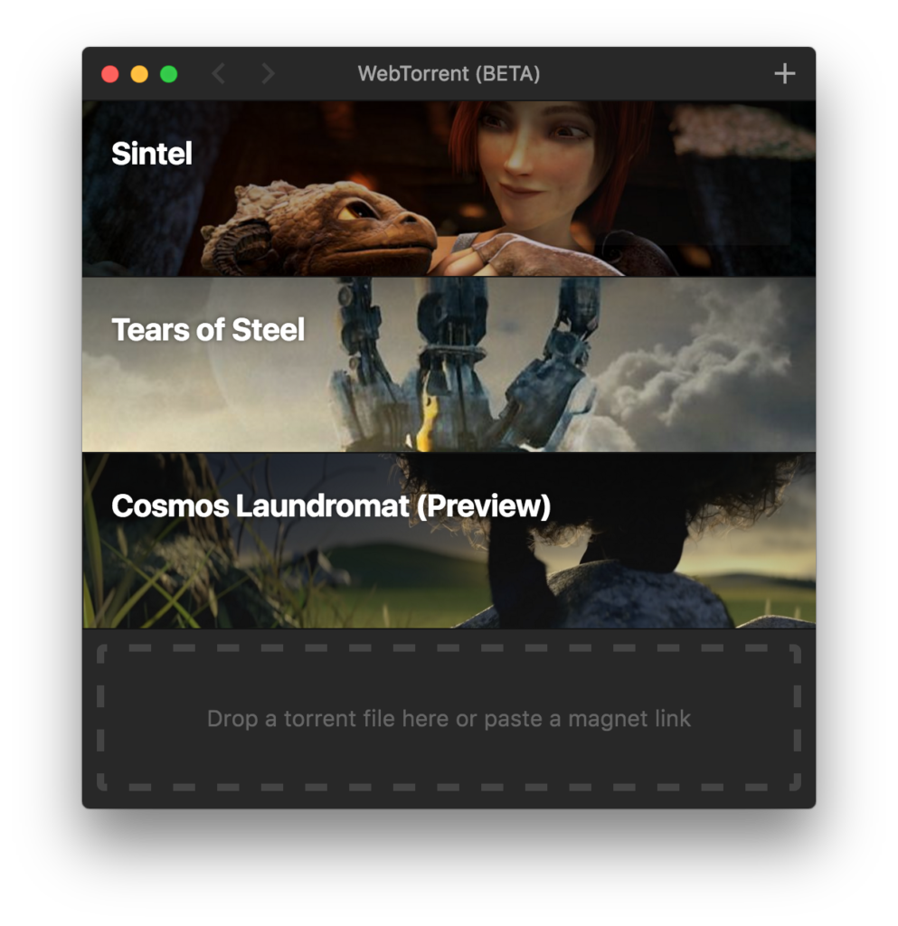 Screenshot WebTorrent Desktop